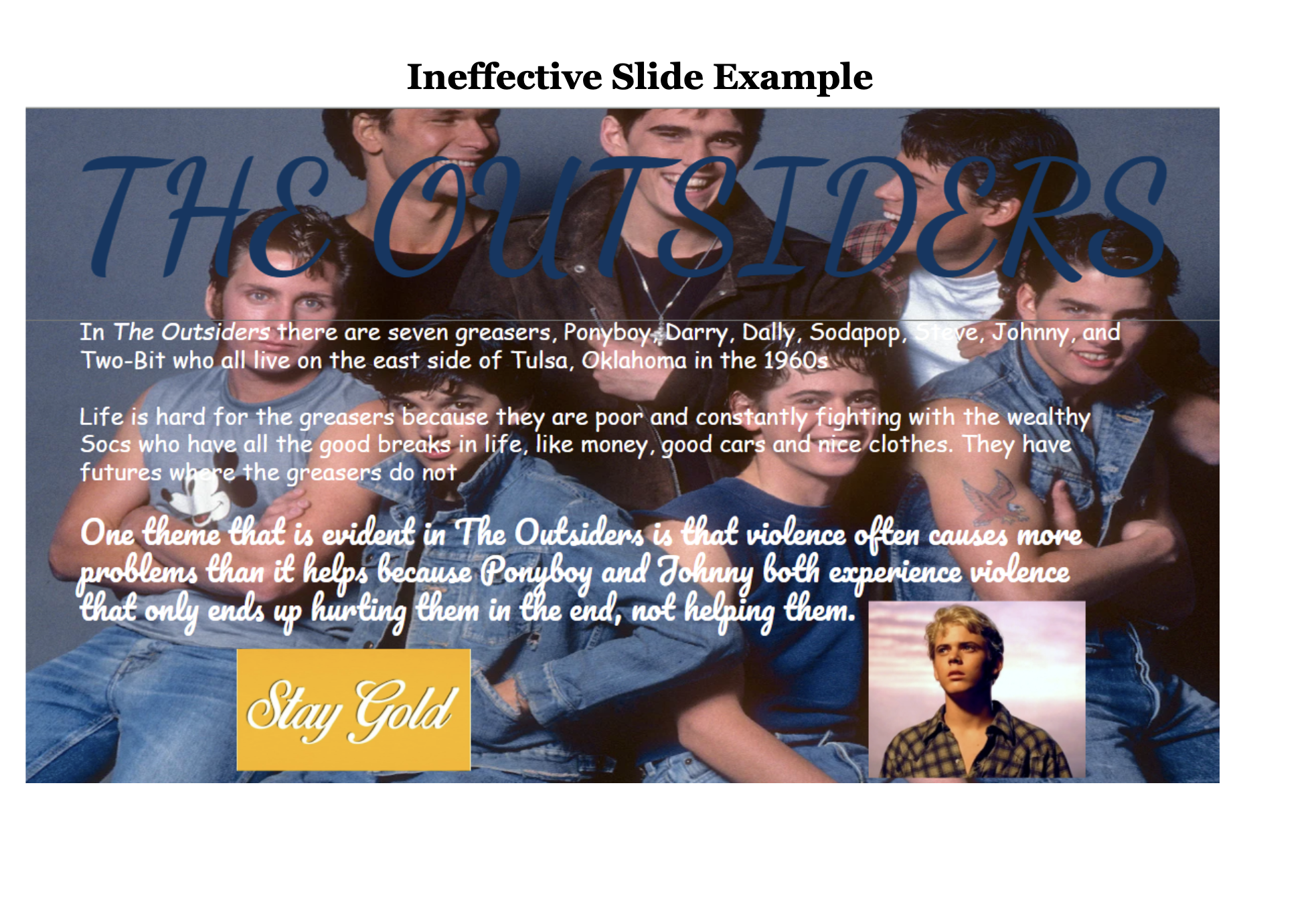 Example of an ineffective presentation slide.